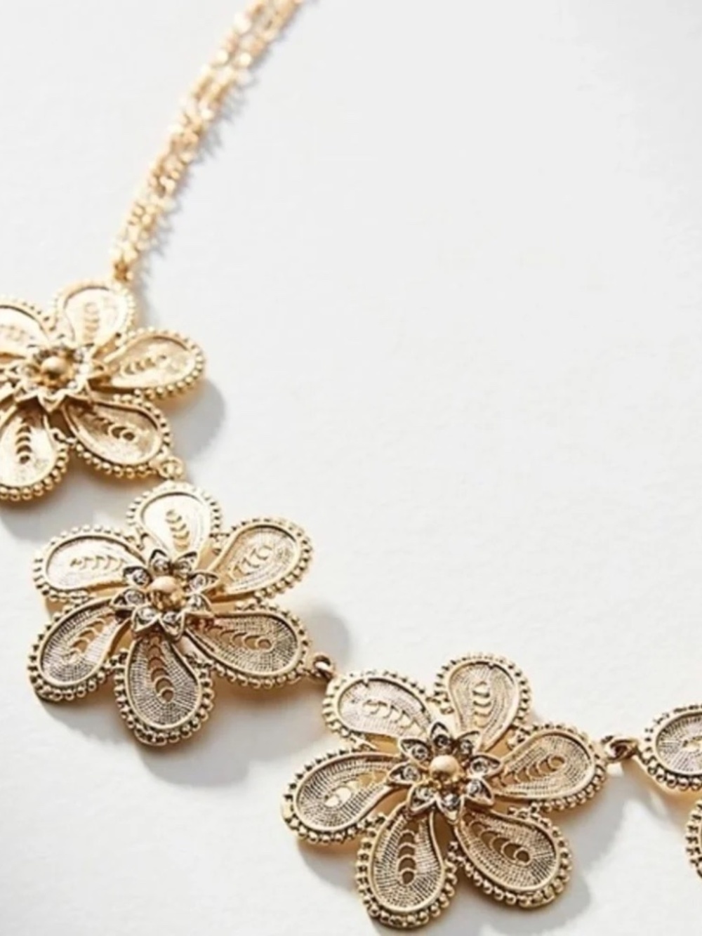 Anthropologie Fall Filigree Flower Bib Necklace - Picture 3 of 5
